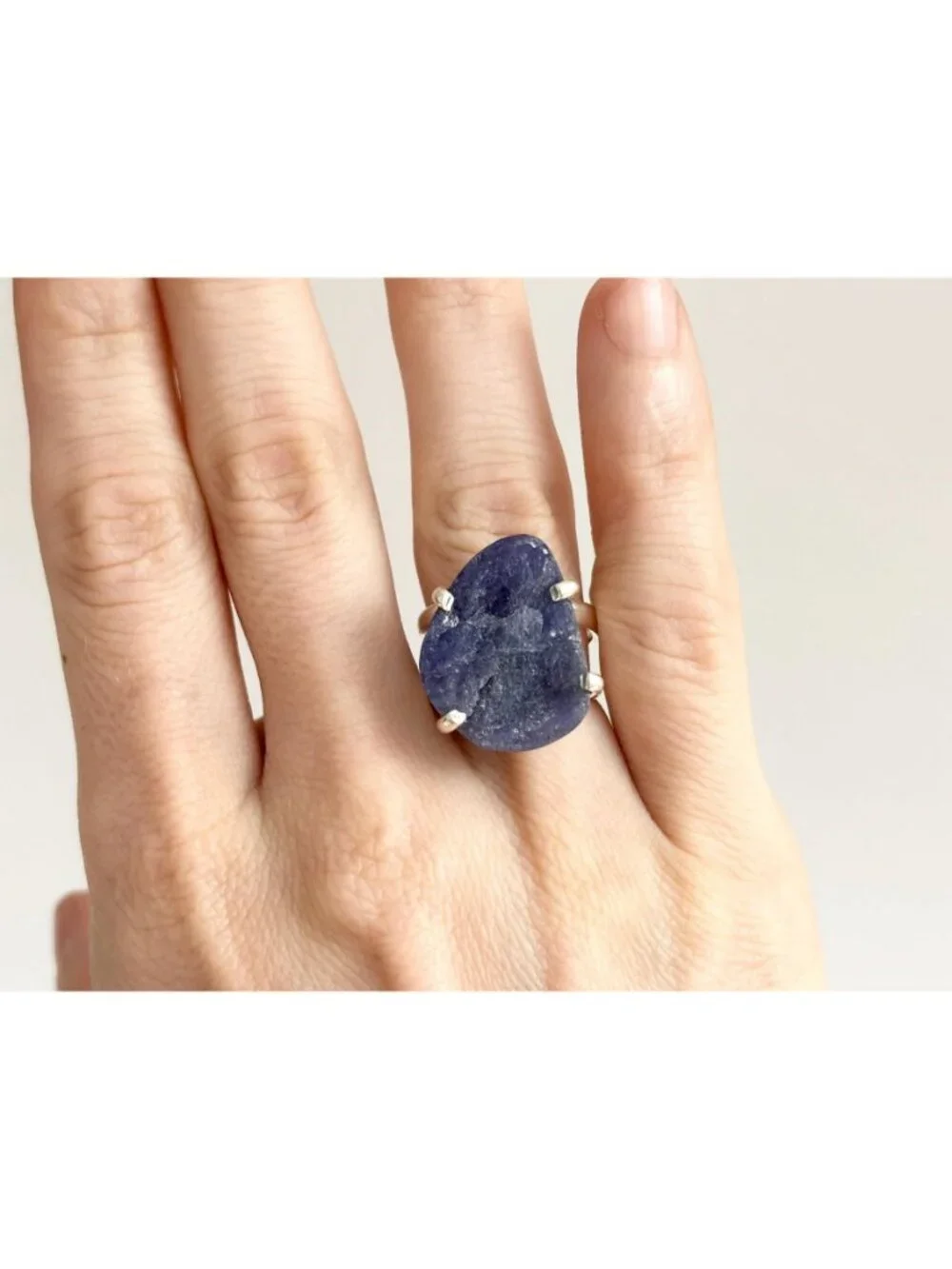 ARYA Rough Tanzanite Solitaire Gemstone Sterling Silver 925 Vintage Ring - sz 7
